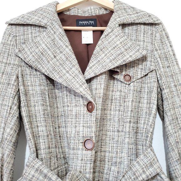 Patrizia Pepe Firenzi Italy Sz 42 Beige/Brown Blazer Jacket Cotton Blend… - Picture 2 of 8